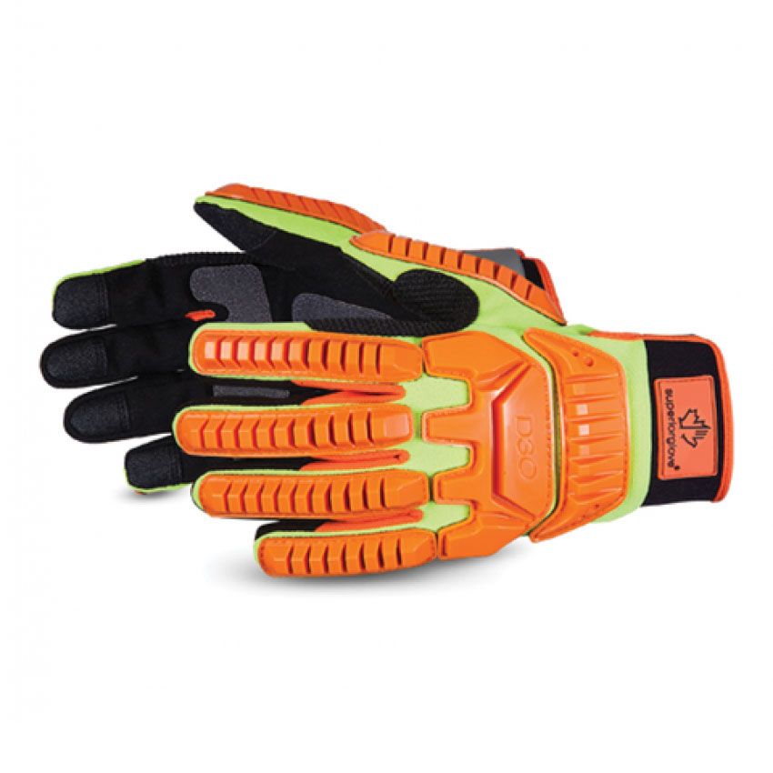 #MXD3O Superior Glove® Clutch Gear® Hi-Viz Anti-Impact Mechanics Gloves w/ D3O® Backing 
